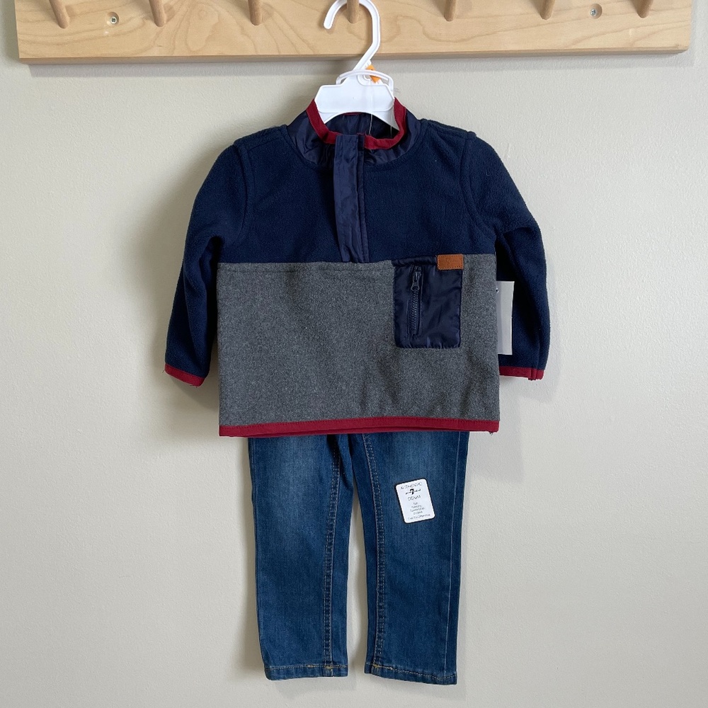 Baby Boy’s 7 For All Mankind Fleece and Jeans Set